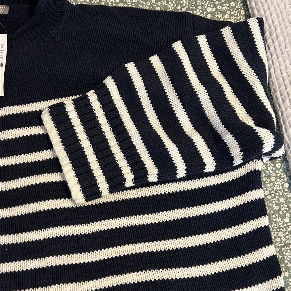 J. Crew Women's Black and White Striped Turtleneck Sweater - Picture 2 of 3